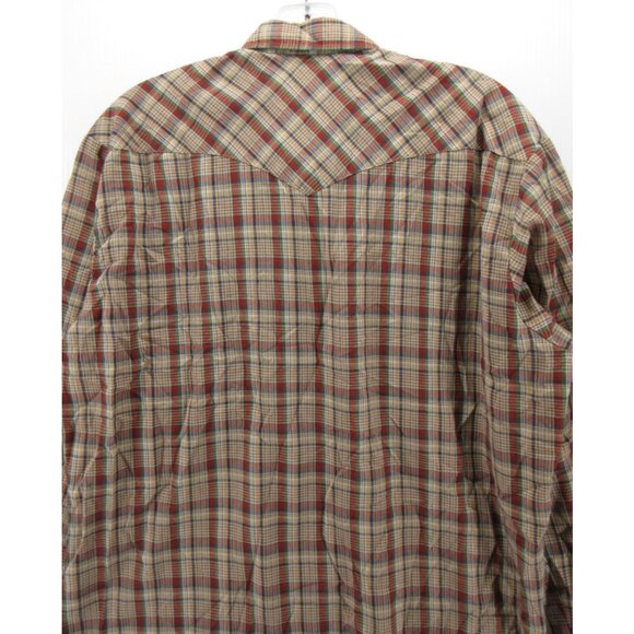 VINTAGE Rustler Shirt Large Western Pearl Snap Cowboy Plaid Rodeo USA - Picture 8 of 10